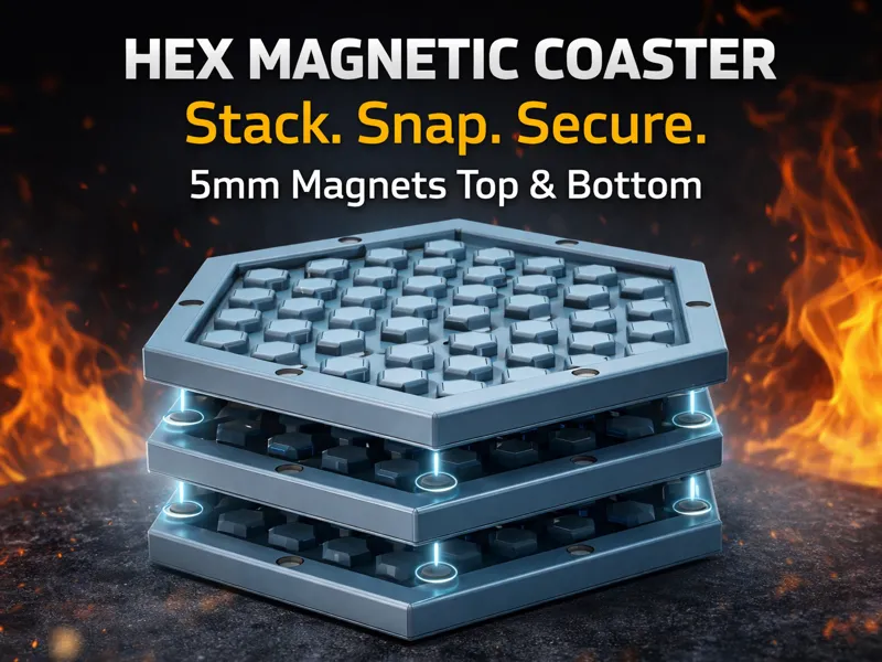 HEX MAGNETIC COASTER – Stack Without a Holder