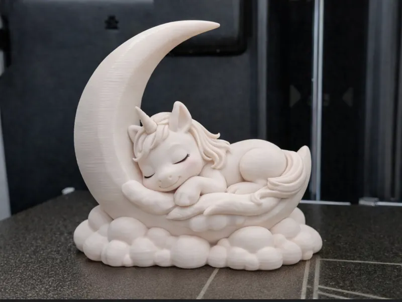 Sleeping unicorn on a moon