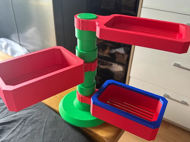 storage trays on central post