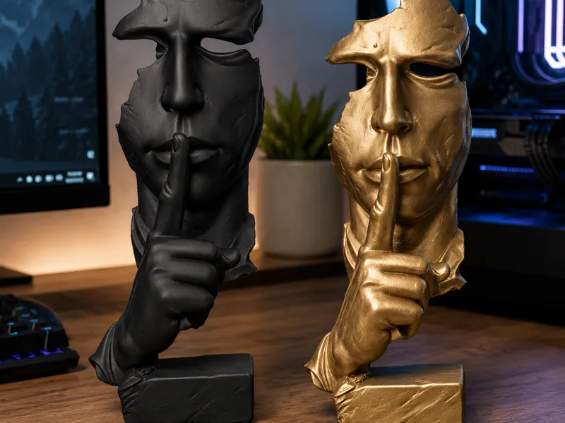 Silent Fragment – Abstract Shh Face Sculpture
