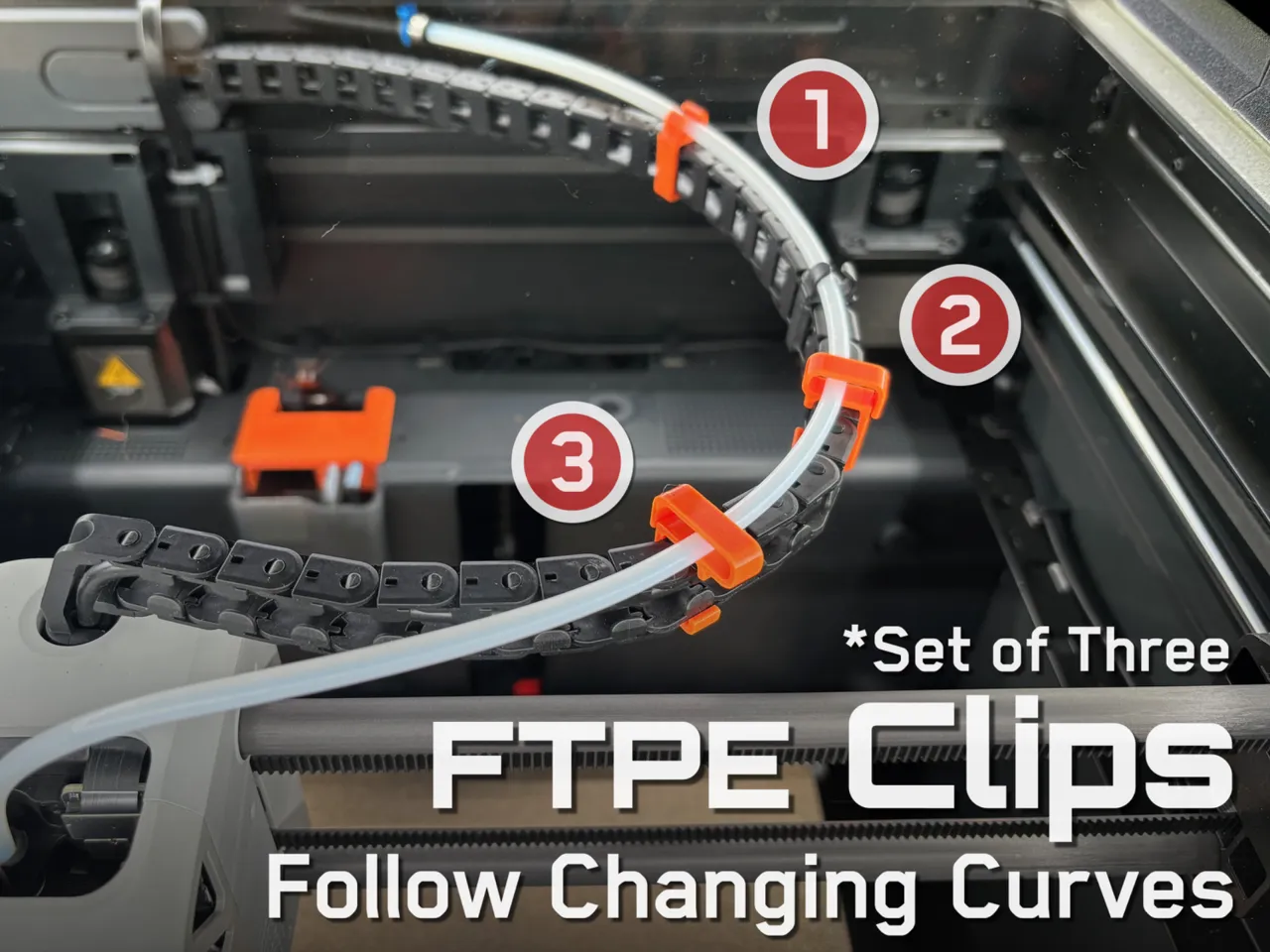 Better PTFE Chain Clips for Bambu Labs P1P,P1S,X1C view 2