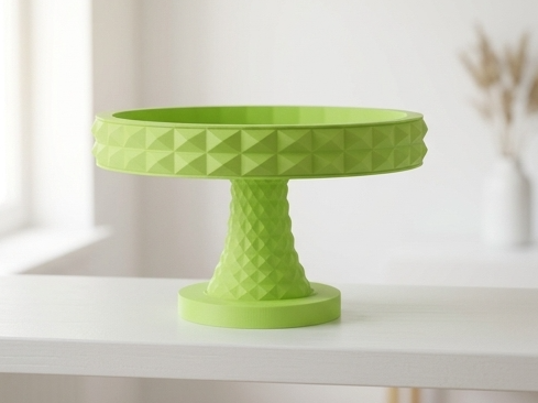 Lime Prism Pedestal Tray - Geometric Pattern Stand