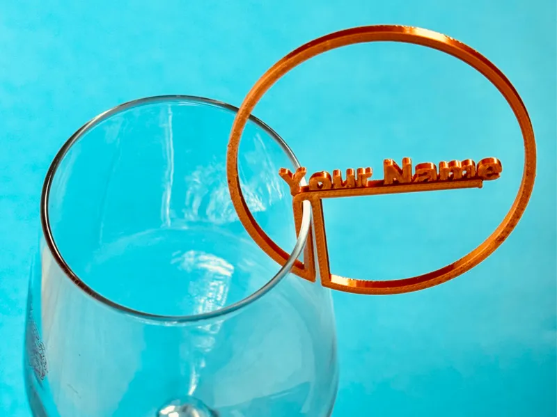 Customisable glass name tag