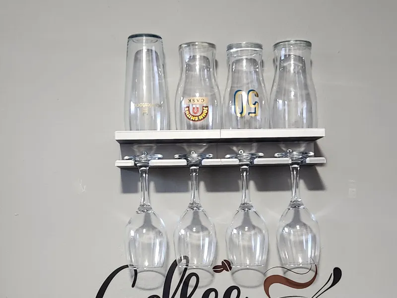 His & Hers Glass storage shelf.