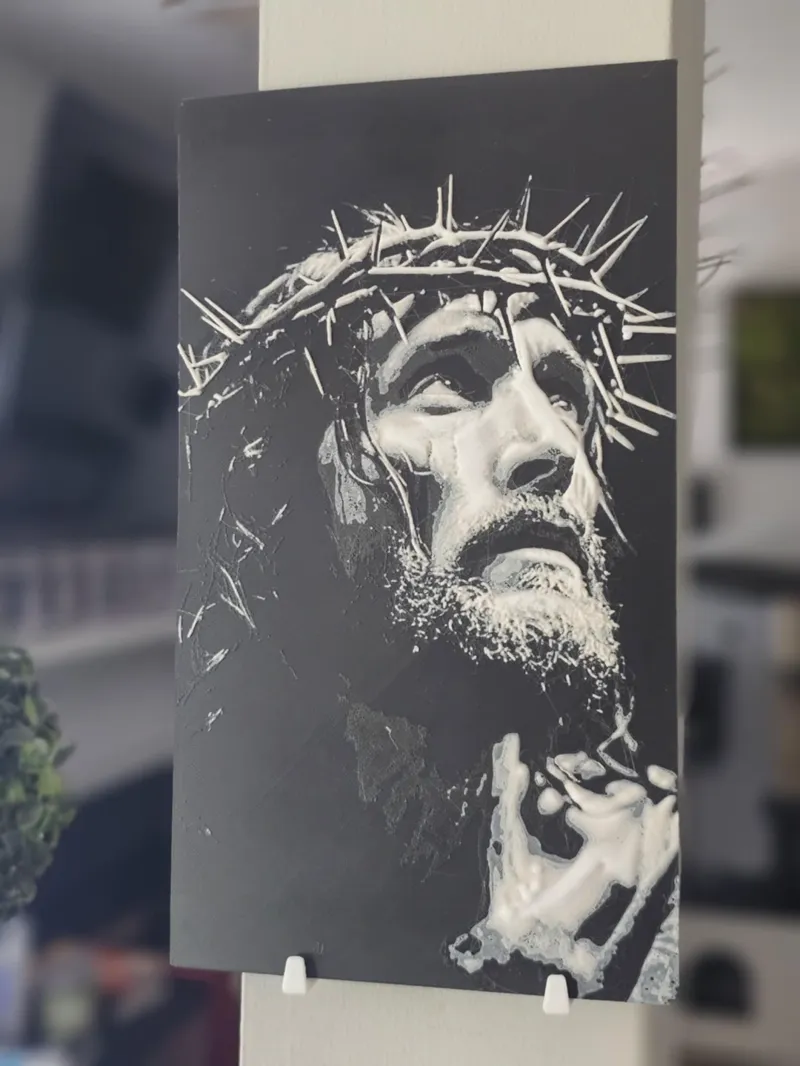 Jesus Portrait 3D Printed Textured Art Hueforge
