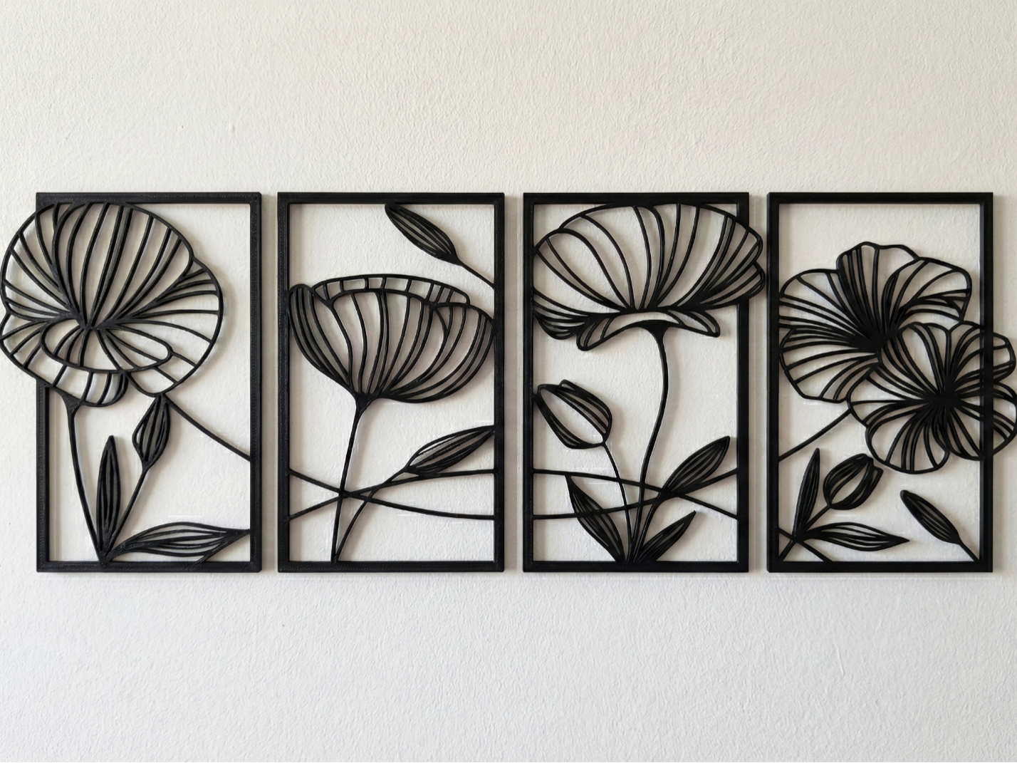 Minimalist Floral Wall Art Collection -4 Panel Set