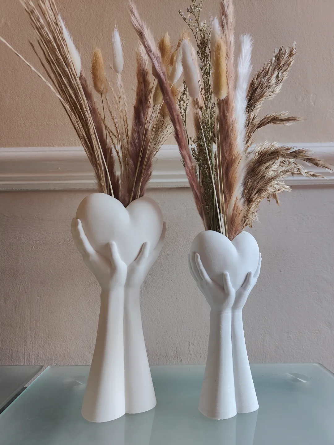 Hands Holding Heart Vase, Valentines, dried flower view 3