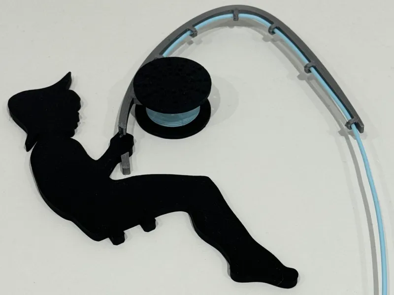 FisherMan with fishing rod and reel filament spool