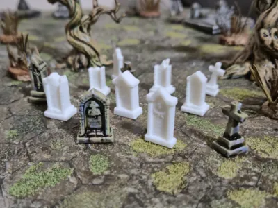Stone headstones graveyard props