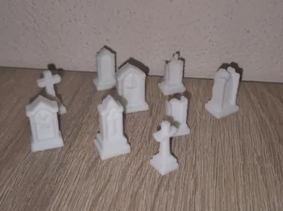 Stone headstones graveyard props