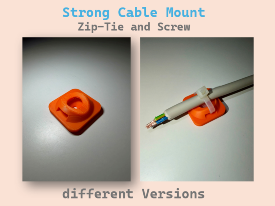 Cable Holder Strong Zip-Tie Screw Easy Print 