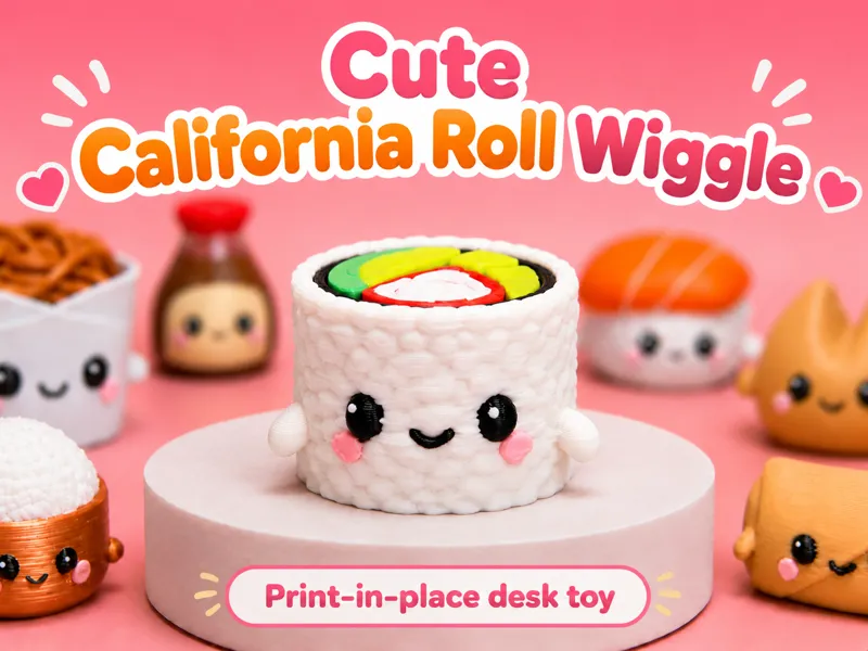 Cute California Roll Wiggle | Print-in-Place Toy