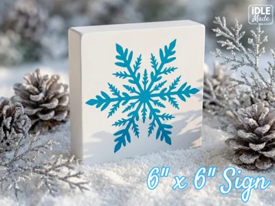 Snowflake Shelf Sign - 6 x 6 block Sign - Holiday