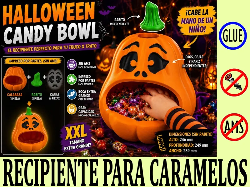 Halloween Candy Pumpkin  Recipiente para Caramelos