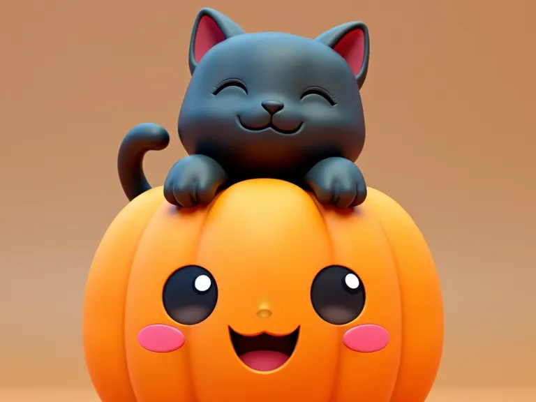 Tiny Halloween Pumpkin with Peekaboo Cat