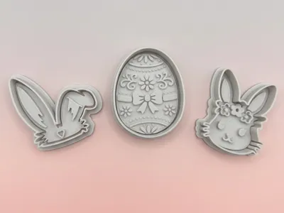 Easter Cookie Cutter Set – 3D Printed Bunny & Egg 