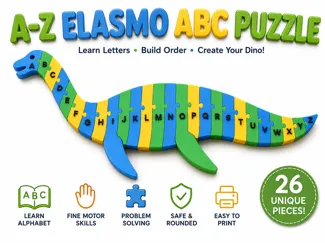 ABC Elasmosaurus – Educational Alphabet Puzzle