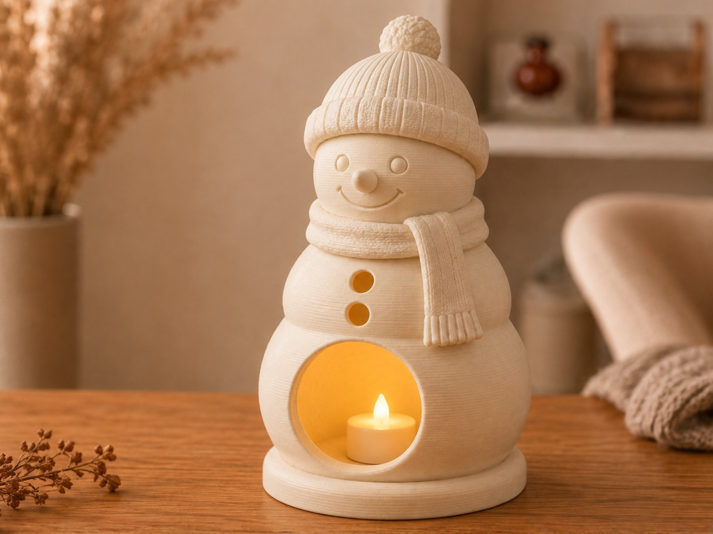 Snowman LED Tealight Holder Christmas Winter Decor 3D model