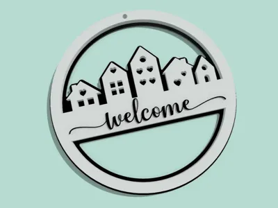 Welcome Door Sign Wreath