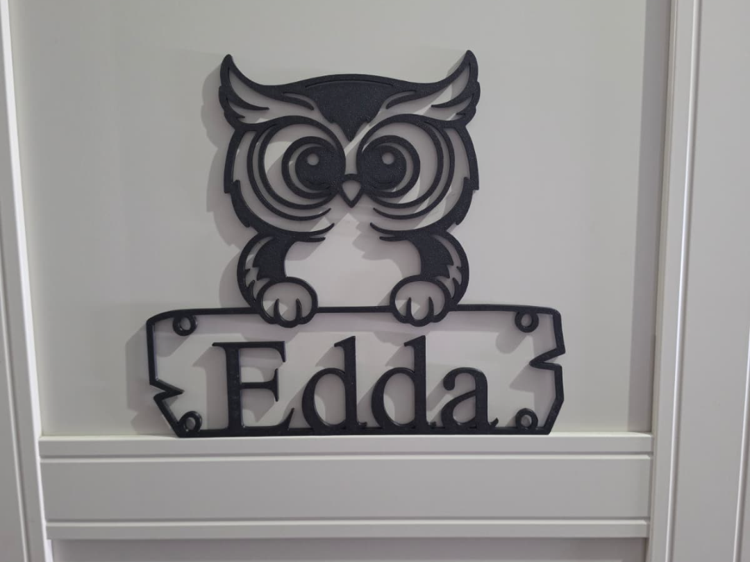 Wanddeko Personalisierte Eule Name Schild