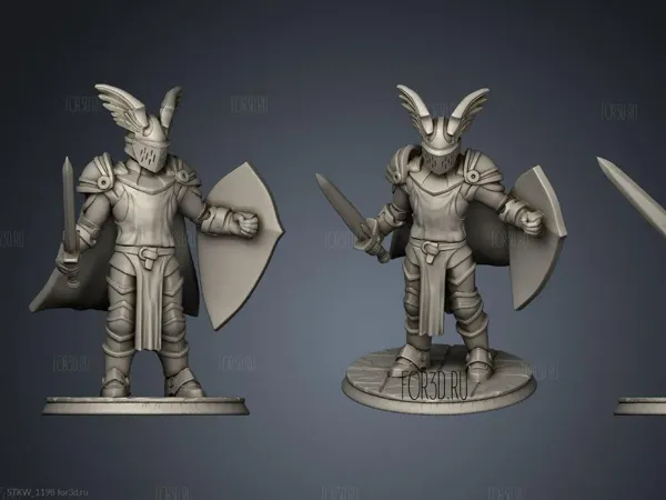 Figurine de paladin au casque ailé