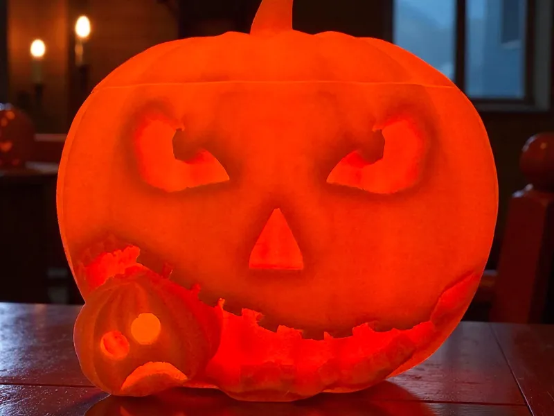 Pumpkin Eating another Pumpkin tealight holder