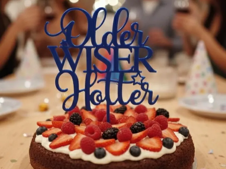 Older Wiser Hotter cake topping