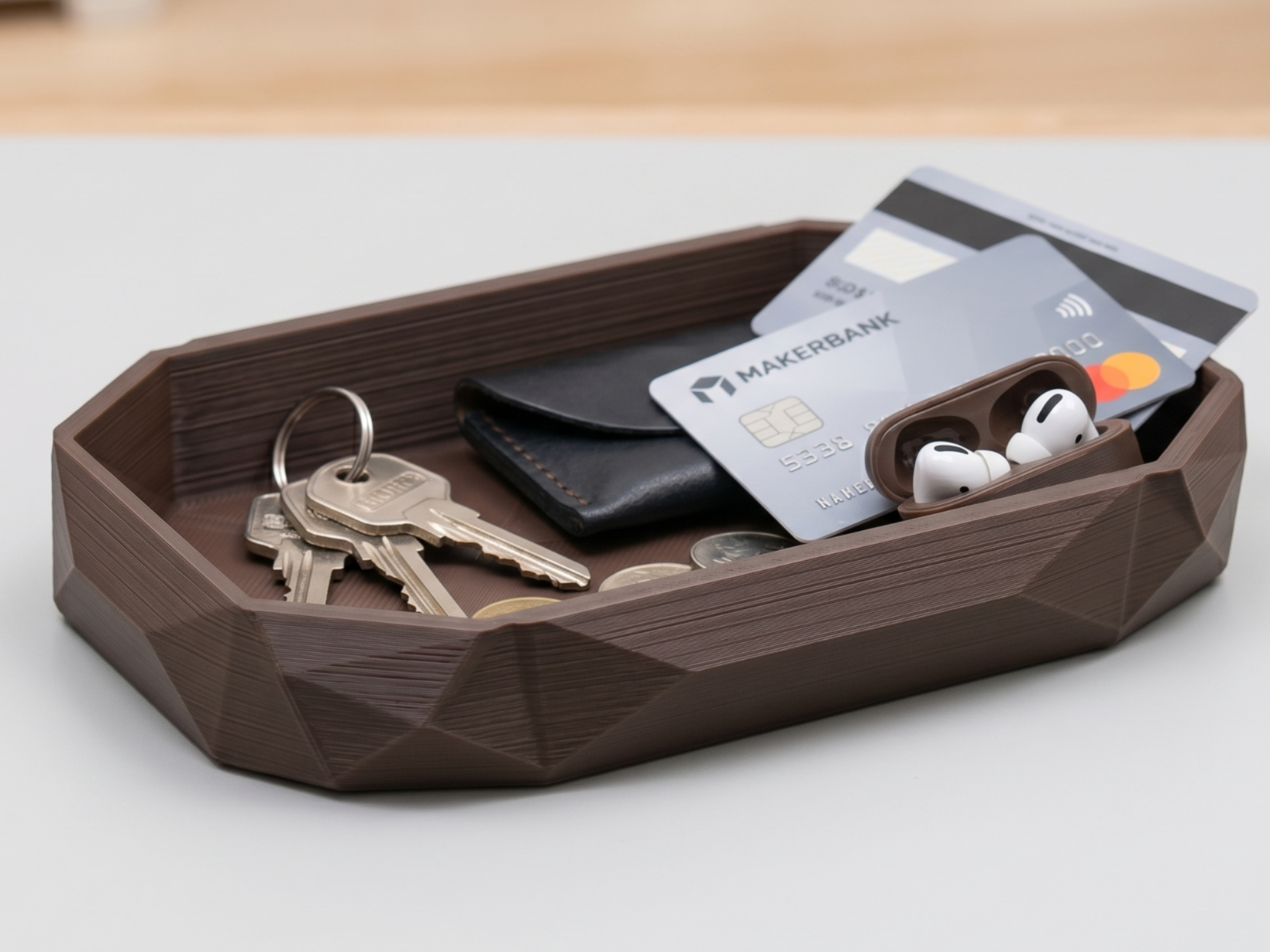 Minimal Low Poly Desk Tray Fast Print Organizer 