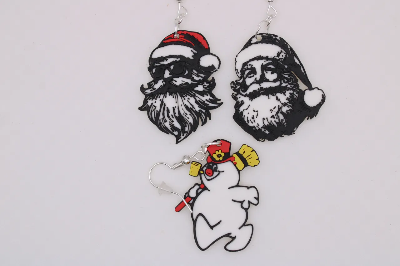 Christmas - Santa and Frosty earrings view 2
