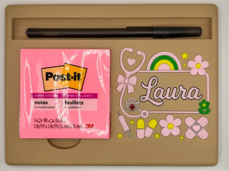 Custom post it note holder & pen holder