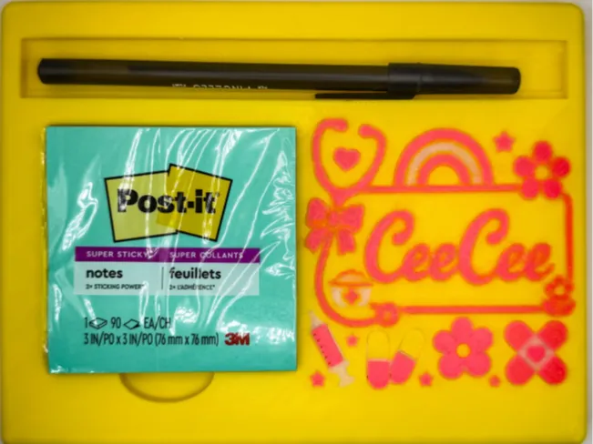 Custom post it note holder & pen holder