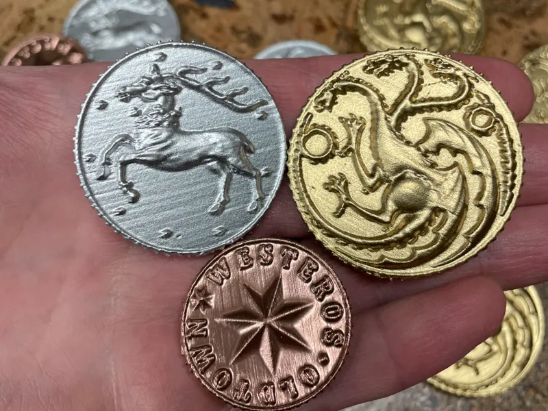 Game of Thrones Coins - Gold Dragon Silver Stag 