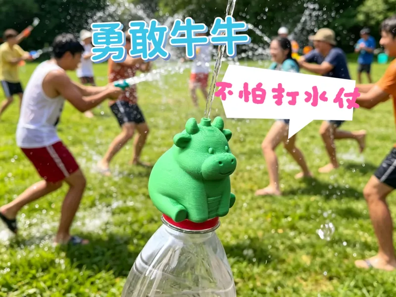 可爱牛牛水枪 矿泉水瓶盖水枪 夏天户外打水仗玩具水枪