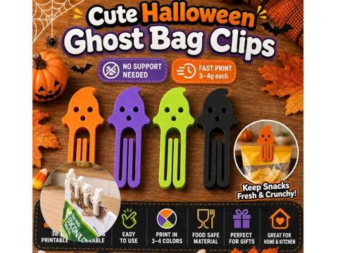 Adorno temático: Halloween Ghost Cute Bag Clips – Paper Clip Fast — referencia de MakerWorld