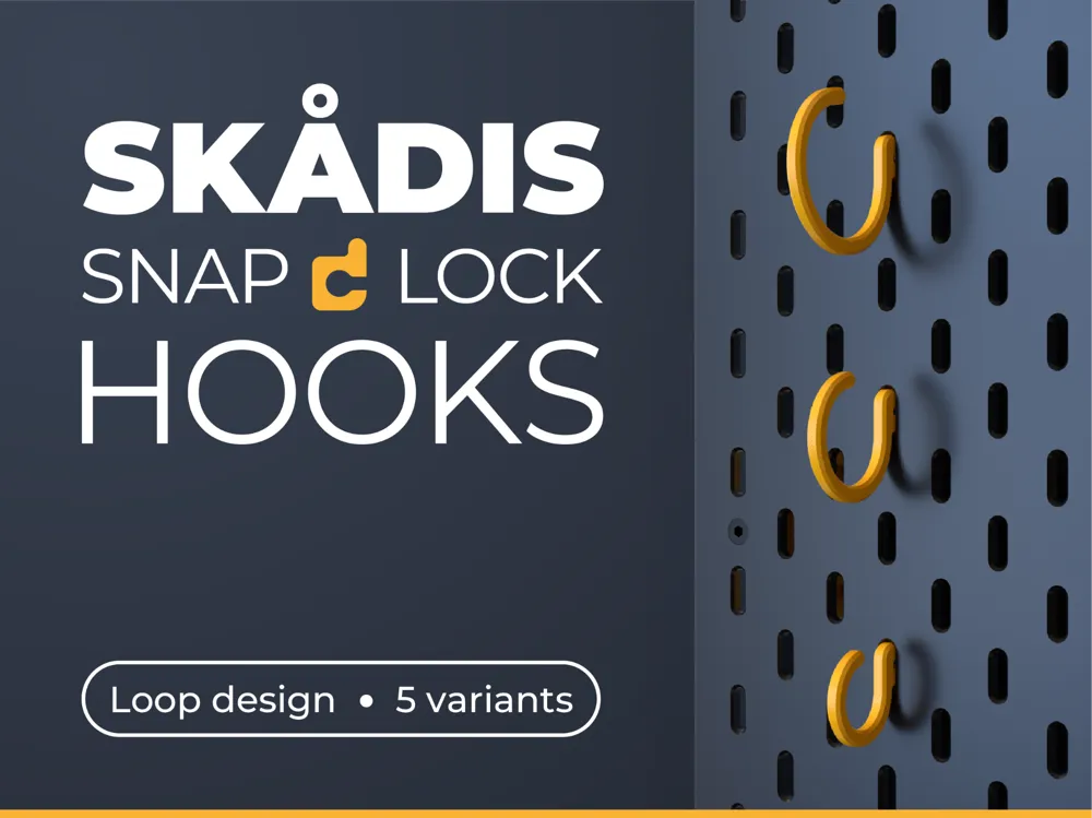 Letrero o emblema decorativo: IKEA Skadis Easy Hooks - Snap Fit!. Referencia del modelo original.
