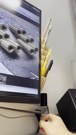 SideHive - modular pen holder hive on monitor side