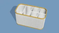 4 small, 2 big pockets, toothbrush holder