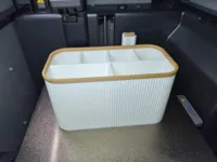4 small back, 2 big front pockets, toothbrush holder