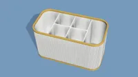 4 small middle, 2 big side pockets, toothbrush holder