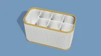6 small, 1 big side pocket, toothbrush holder