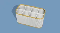 8 small pockets, toothbrush holder