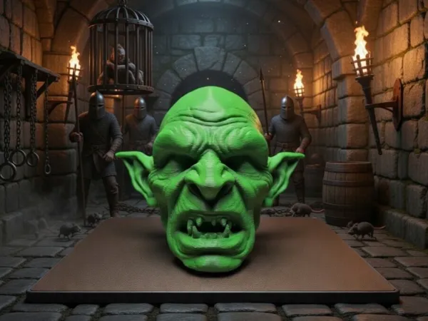 Tête de gobelin effrayante, déco Halloween