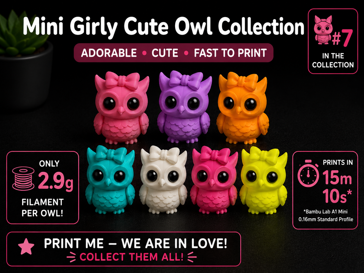 Tiny Girly Owl – Cute & Prints in under 15 Minutes