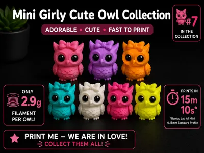 Tiny Girly Owl – Cute & Prints in under 15 Minutes