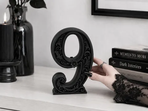 Estante o repisa: Goth Baroque Number 9 Floral Shelf Decor Piece — referencia de MakerWorld