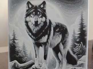 Wolf im Mondschein (Hueforge)