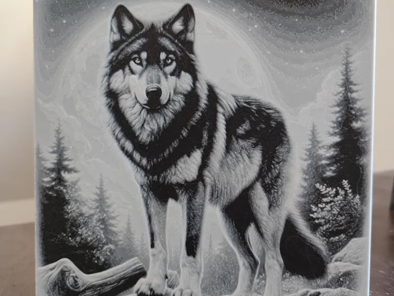 Wolf im Mondschein (Hueforge)