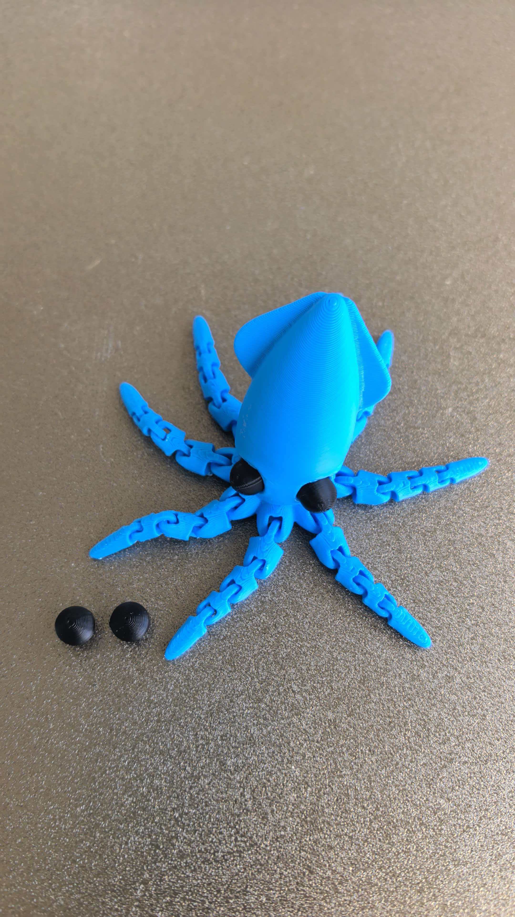 Miniatura 2 do modelo 3D 9g鱿鱼仔-Squid-触手可动小玩具-仅9g