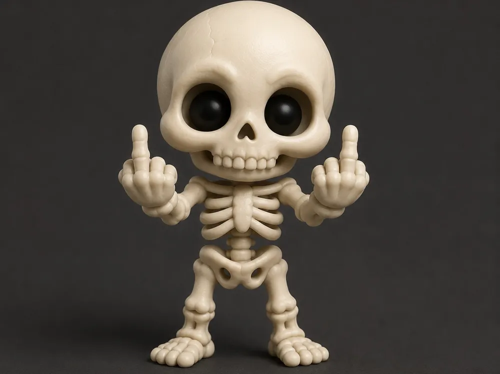Adorno temático: F@ck You Skeleton. Referencia del modelo original.