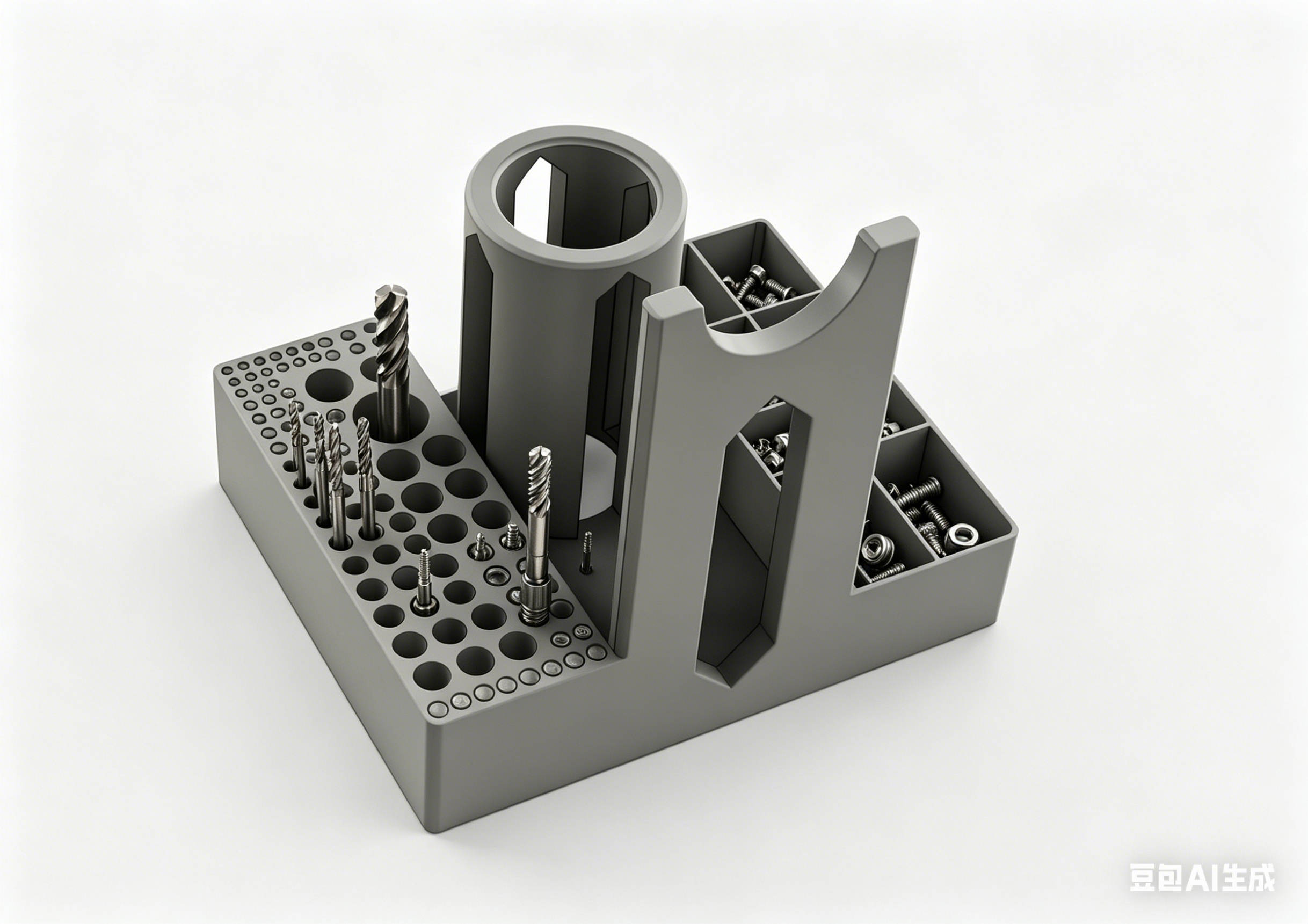 Miniatura 4 do modelo 3D 工具收纳架带手电钻和游标卡尺位置